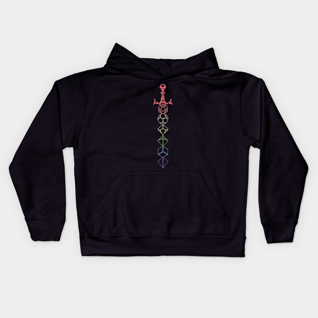 Rainbow Dice Sword Kids Hoodie by MimicGaming